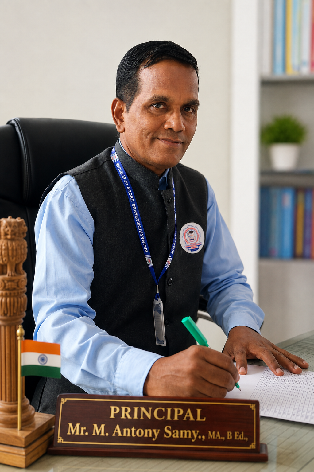 Portrait of Mr. M. Antony Samy., MA., B Ed.,, Principal